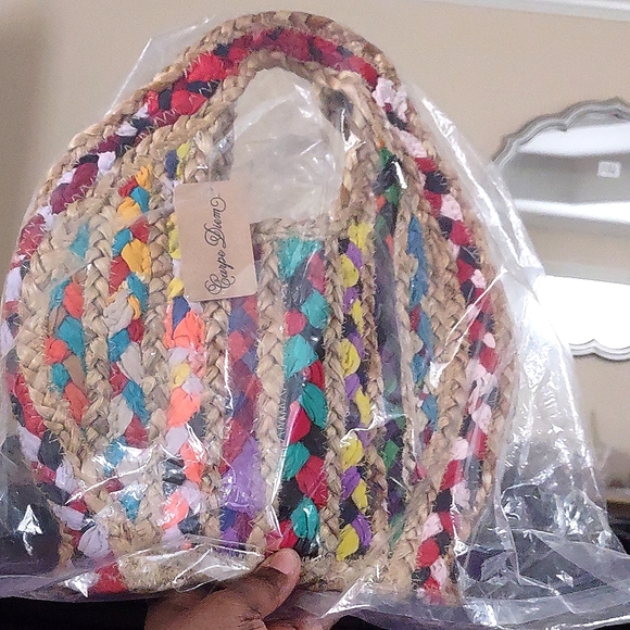 Magid Handbags - Carpe Diem Jute Tote Bag Petite/Medium (Mult/Fabric) NWT